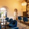 Bar comptoir velours bleu