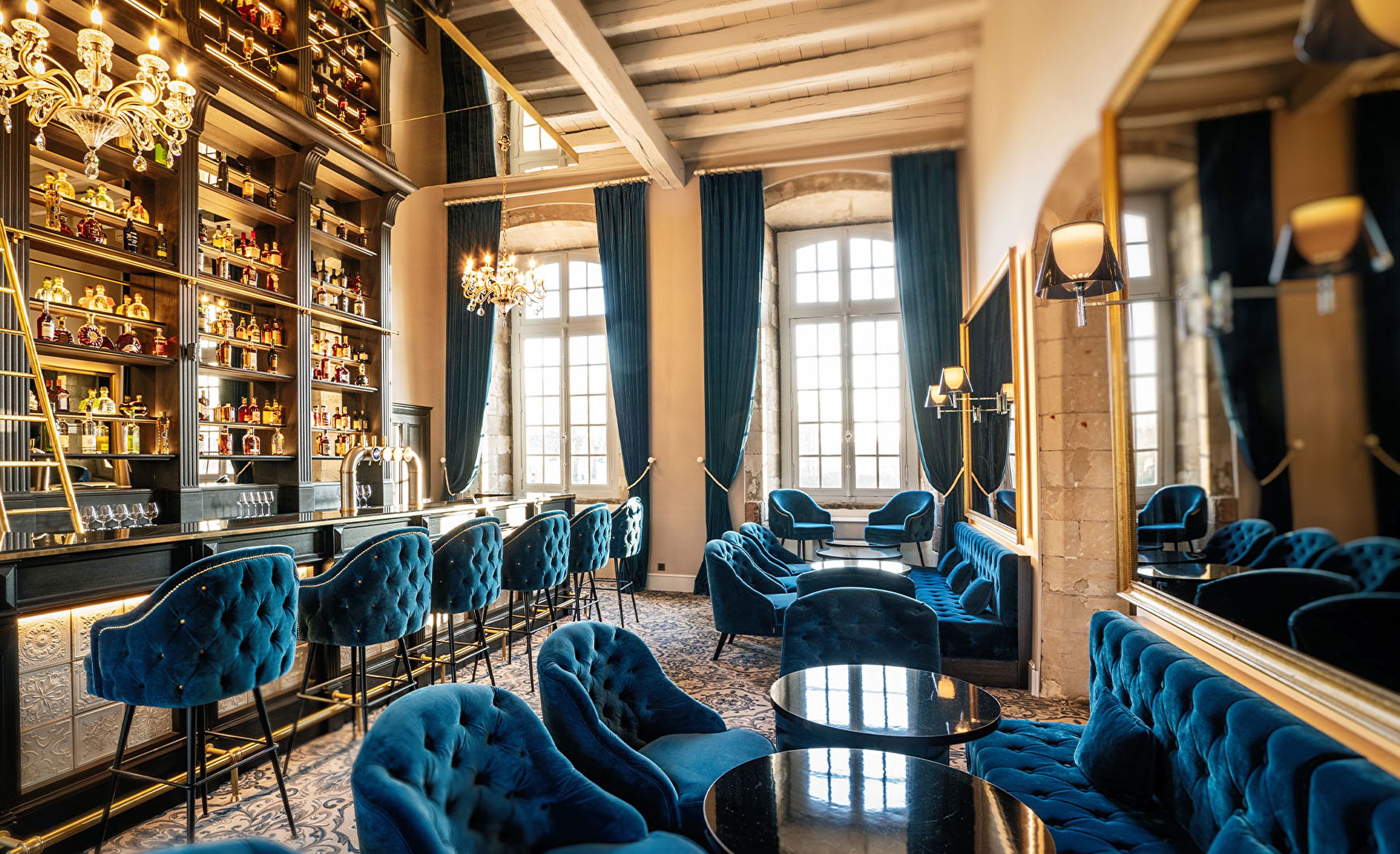 Bar bibliotheque velours