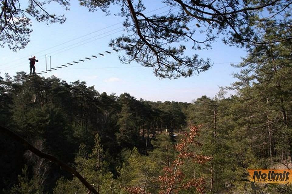 Transats en bois face à un étang fleuri