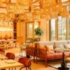 Restaurant lustres rotin