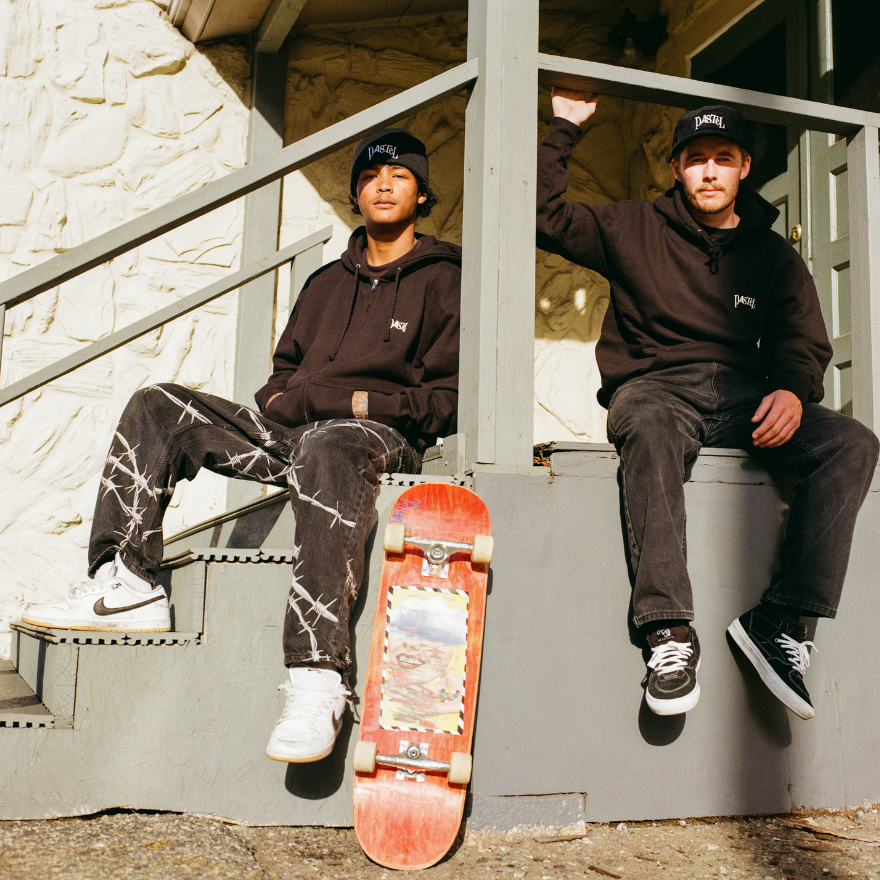 pastel skateboard shot