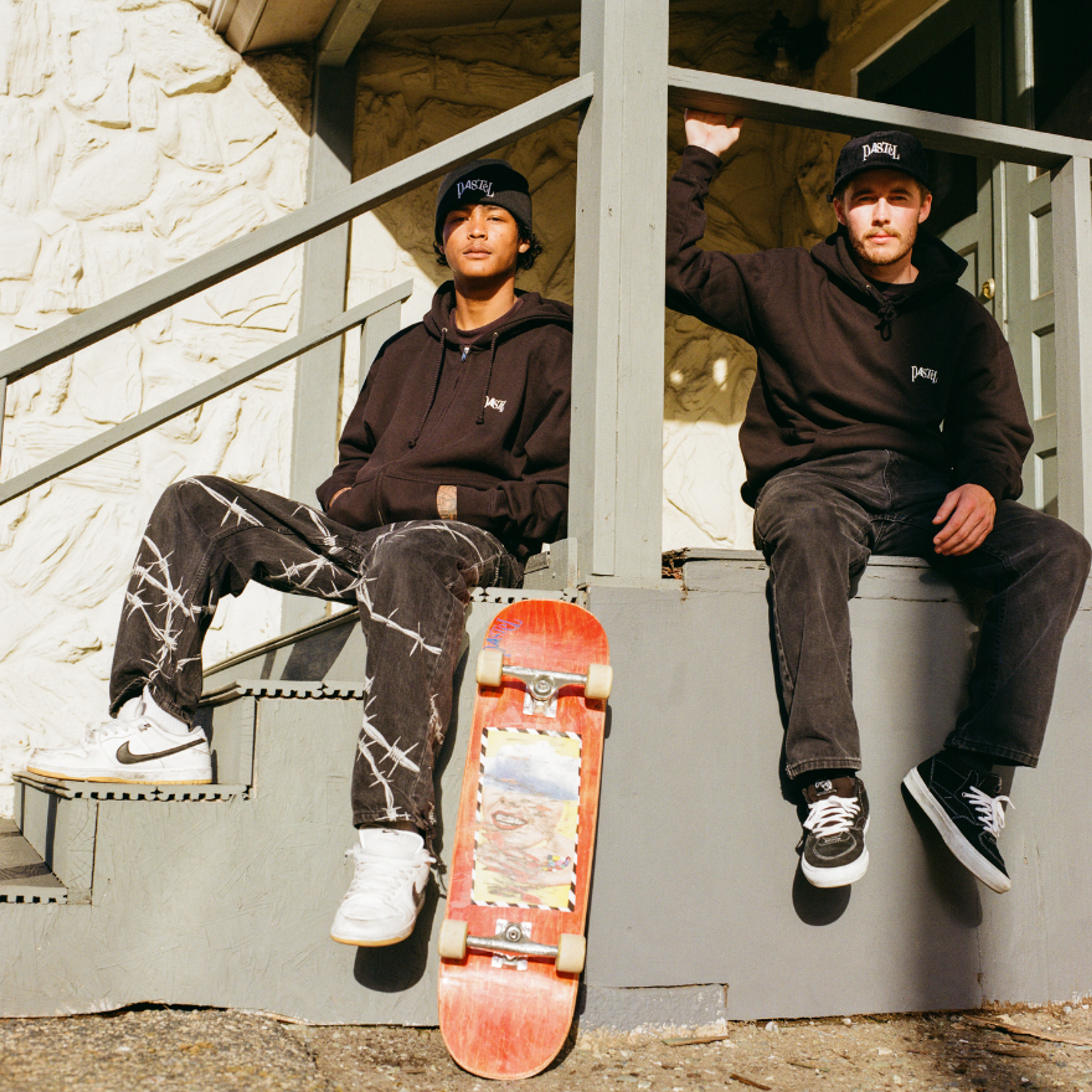 pastel skateboard shot