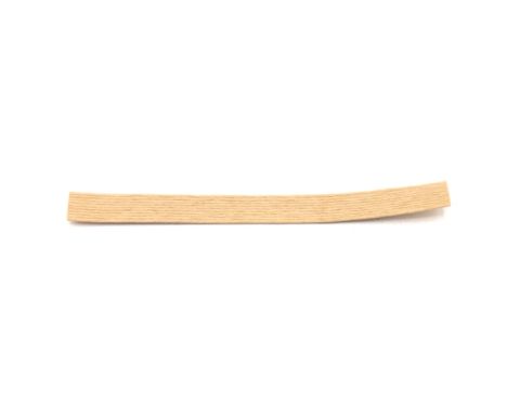 A single flat splint of hickory bark in pale straw, long and slightly bowed with fine grain running its length.