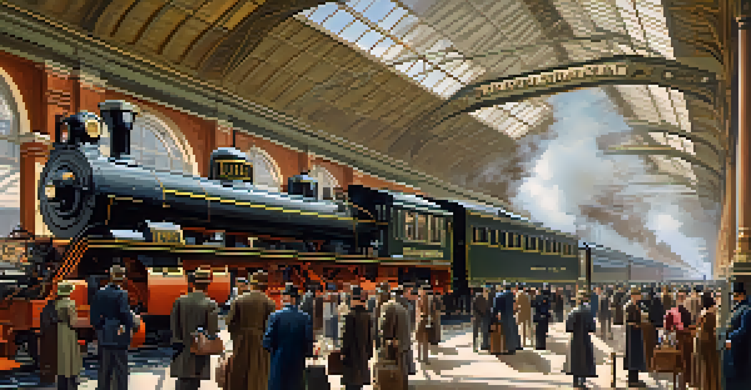 A busy Pennsylvania Railroad station from the late 1800s, showcasing passengers and freight in a grand architectural setting.