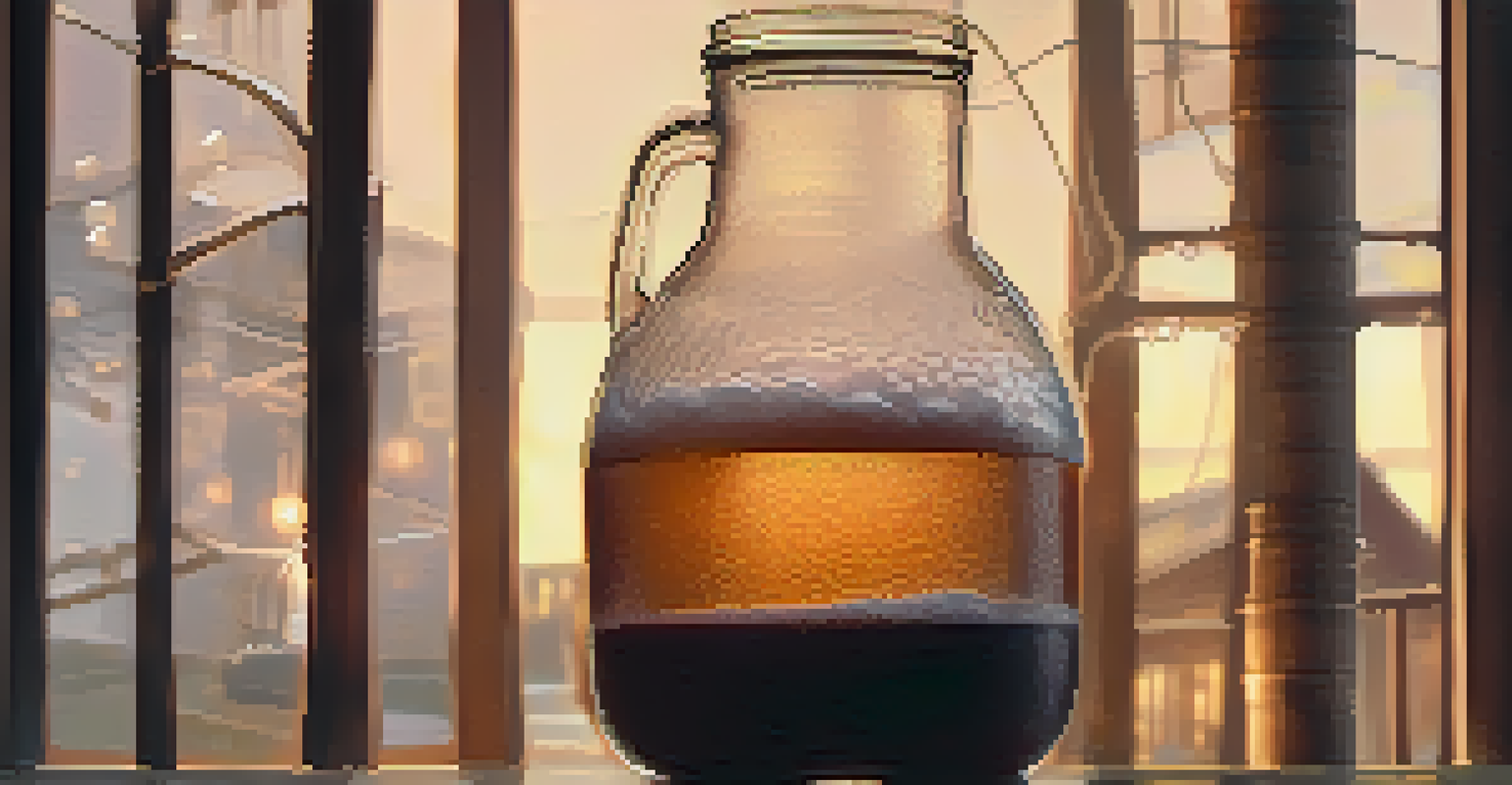 A glass carboy filled with bubbling wort and yeast during fermentation.