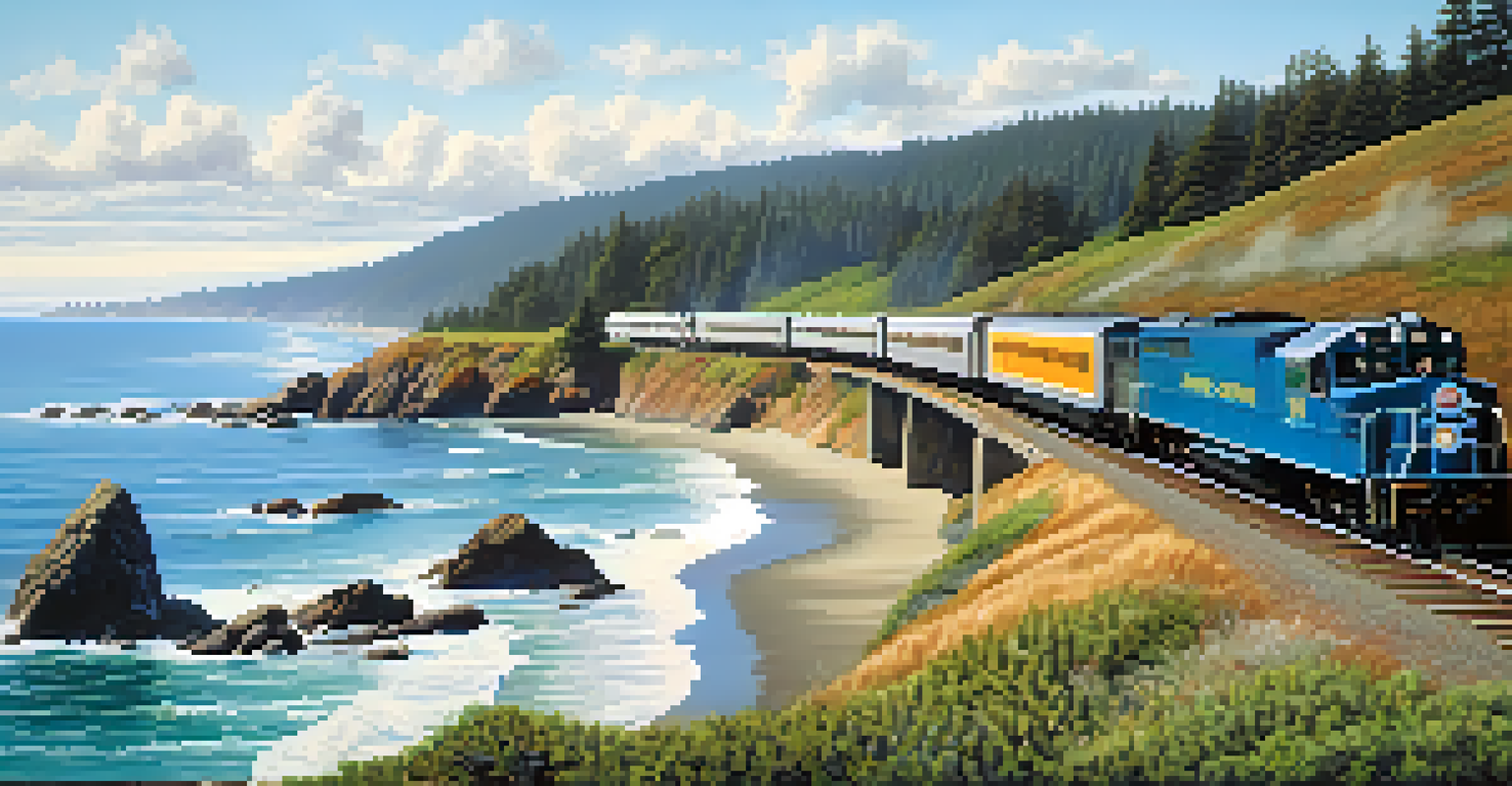 A scenic train ride along the Oregon coastline, with ocean views and seals basking on the rocks.