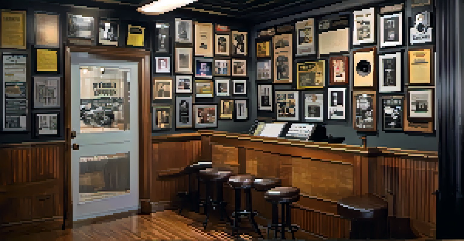 The interior of Sun Studio, showcasing the recording booth and decorated walls filled with music memorabilia.