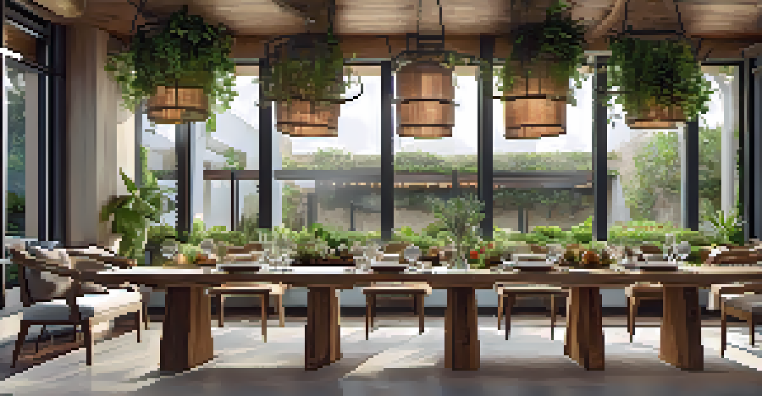A beautifully arranged dining table with fresh farm-to-table dishes, surrounded by greenery and natural light.