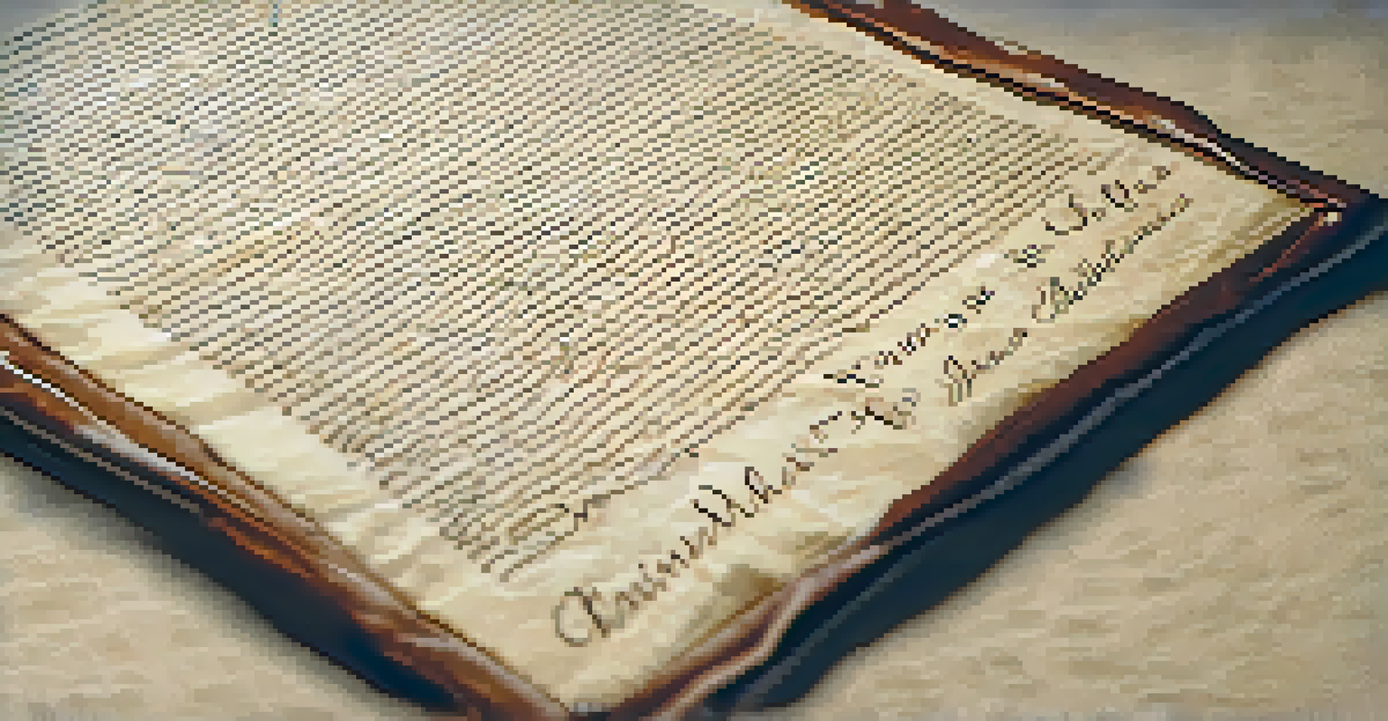 Close-up of the Declaration of Independence document, highlighting the handwritten text and signatures in a museum setting.