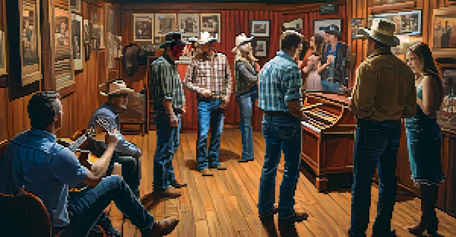 Fans interacting with a country music artist during a backstage tour at the Grand Ole Opry.