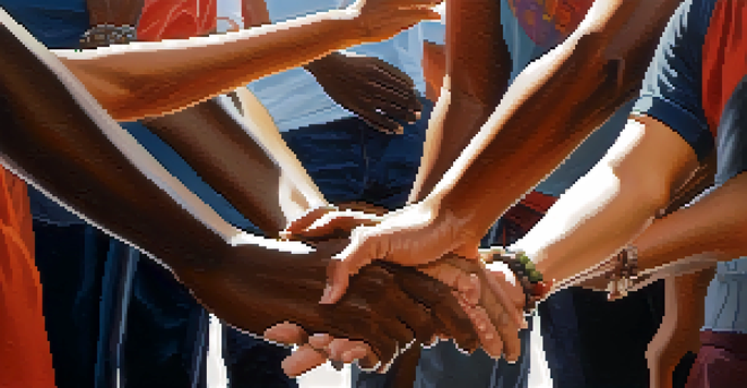 A collage of hands from different cultures demonstrating various greeting customs, set against a softly blurred background.
