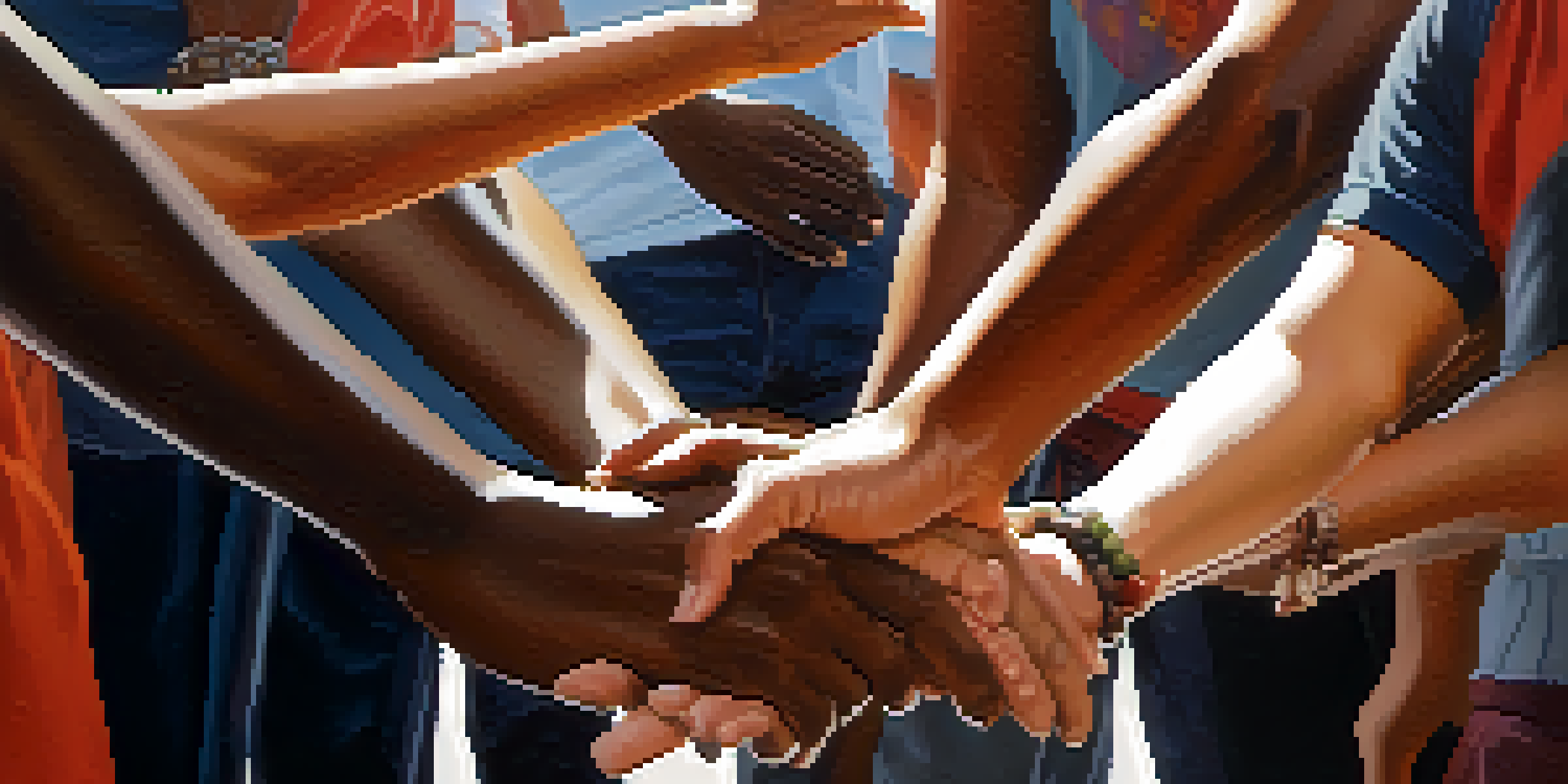 A collage of hands from different cultures demonstrating various greeting customs, set against a softly blurred background.