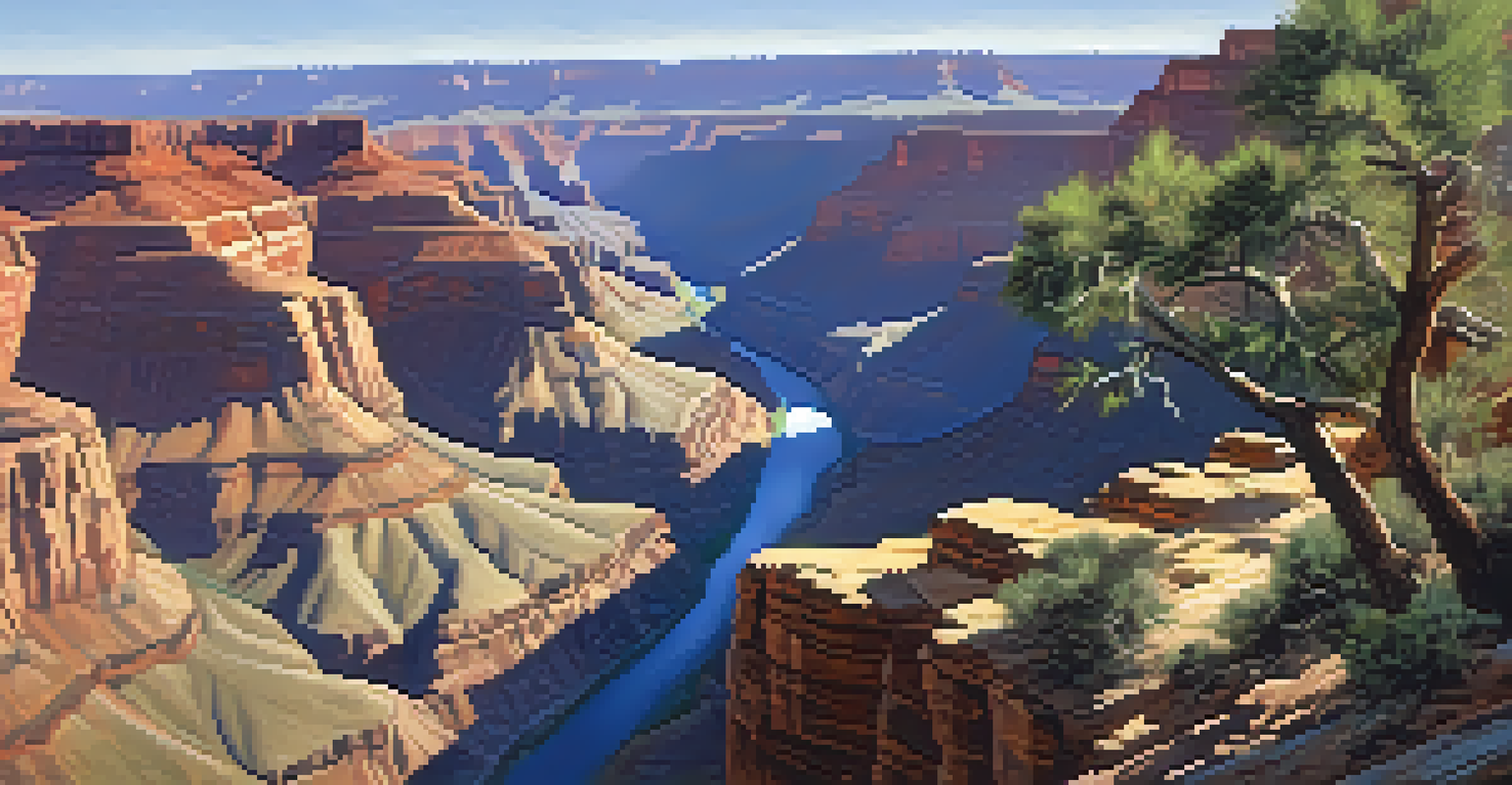 An aerial view of the Grand Canyon, highlighting the Colorado River and steep cliffs under dramatic lighting.