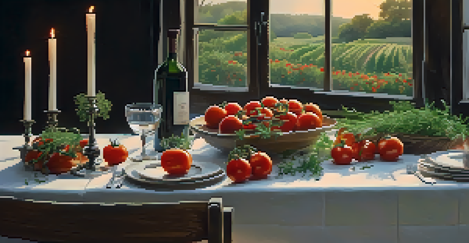 A cozy dining table with a beautifully plated traditional meal and seasonal ingredients.