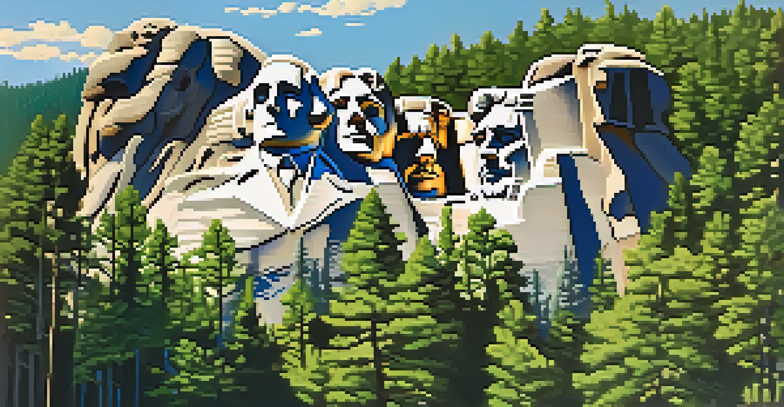 Aerial view of Mount Rushmore surrounded by the Black Hills, highlighting the monument's scale against the natural landscape.