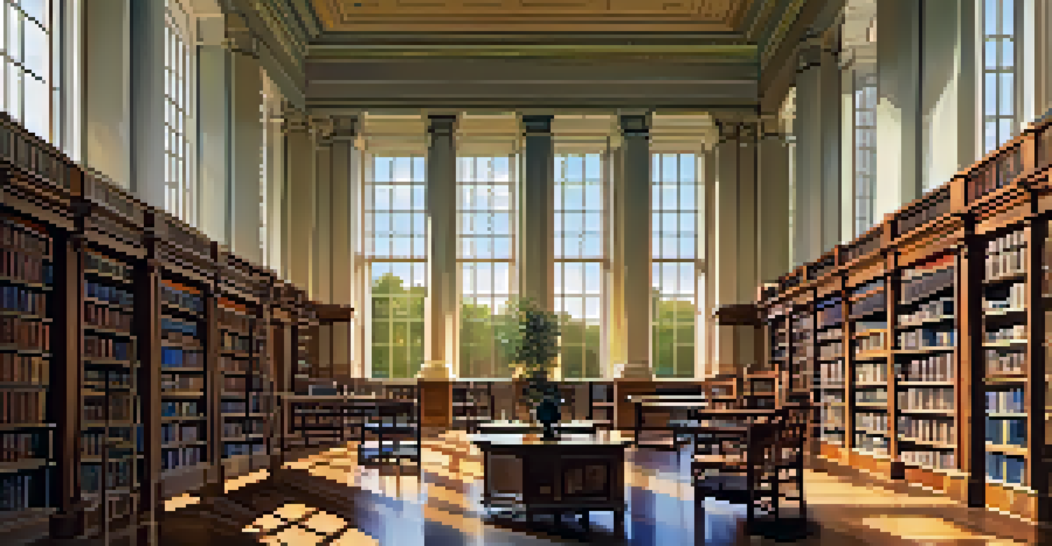Interior view of Monticello's library with bookshelves, warm light, and elegant furnishings, creating a cozy reading area.
