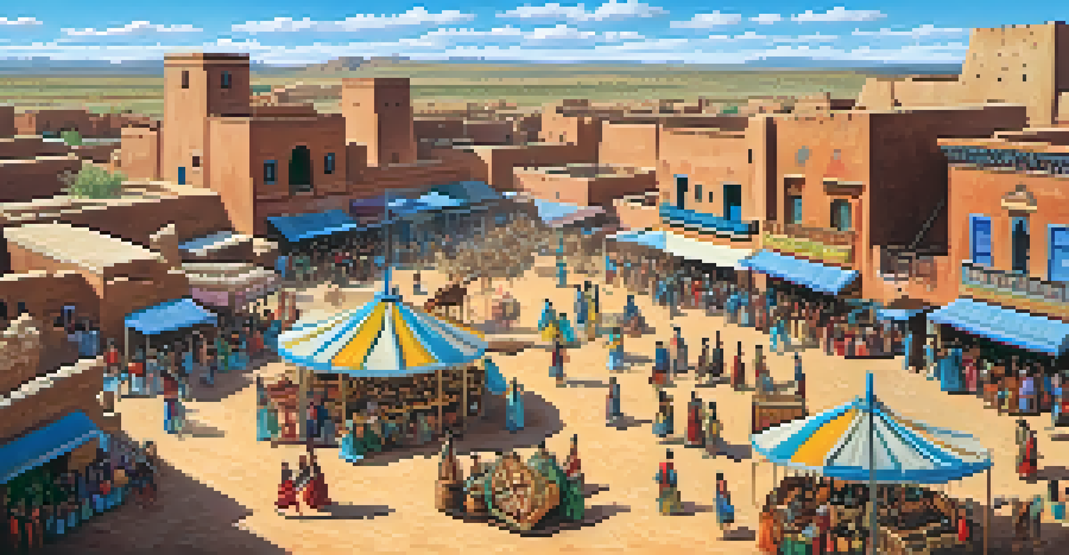 An aerial view of Zuni Pueblo during the Harvest Festival with dancers and booths.