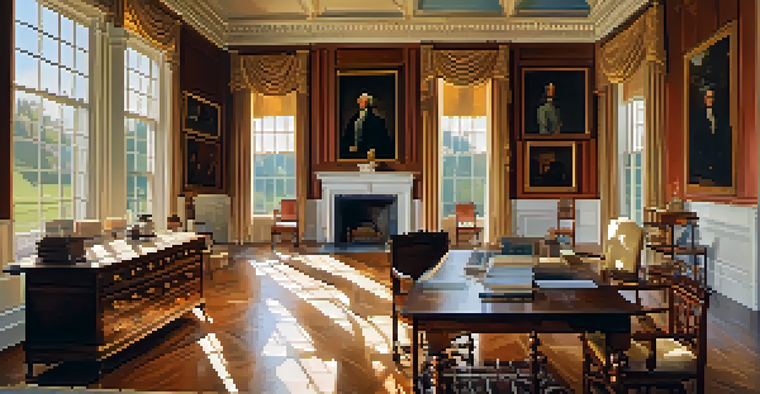 A close-up view of the elegant interior of Mount Vernon, showcasing painted ceilings and historical artifacts.