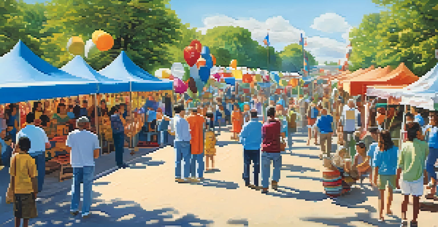 A lively community event along a cultural trail, showcasing local artists and engaging workshops with diverse participants.