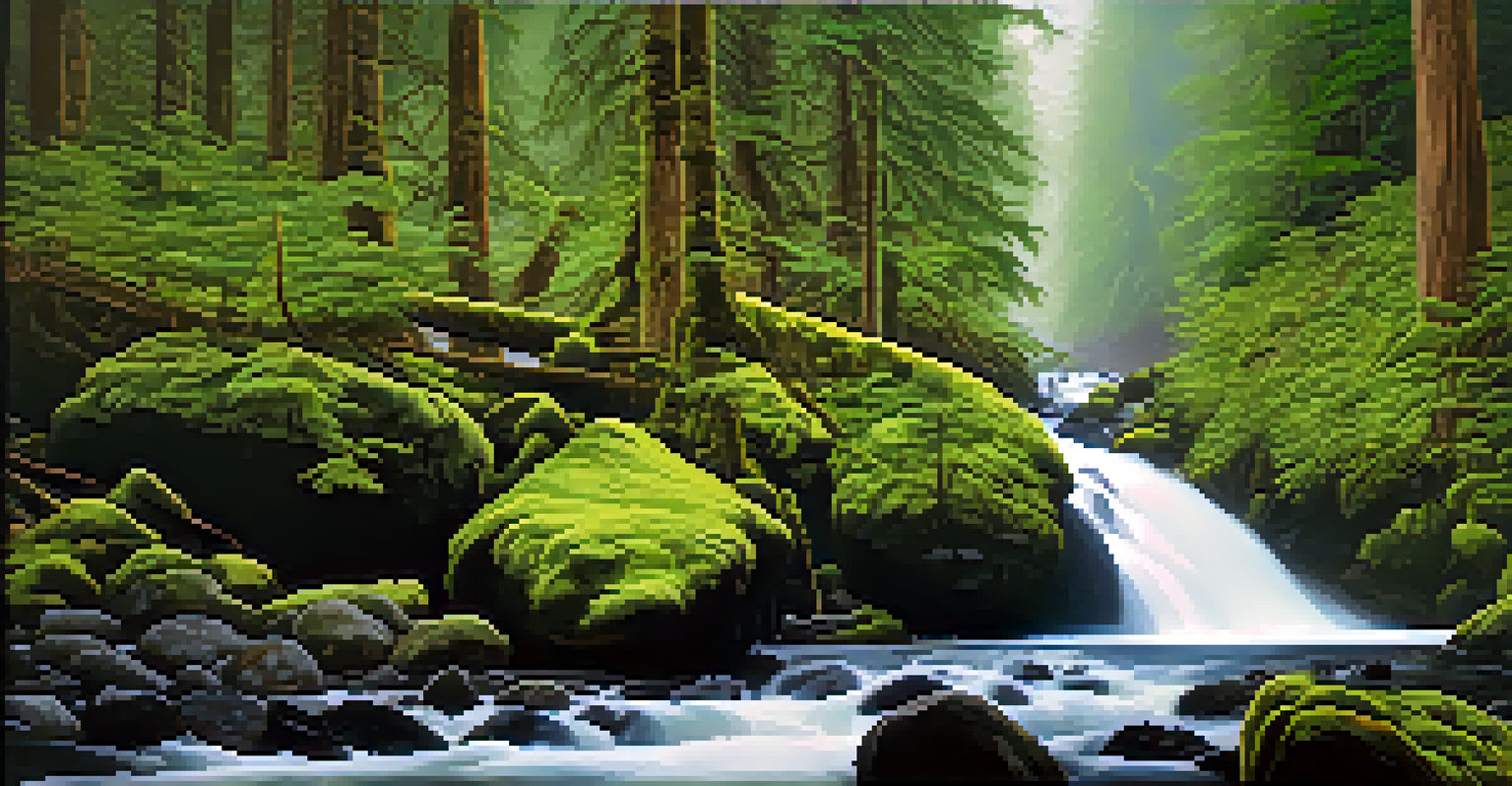 A multi-tiered waterfall surrounded by lush greenery in a valley, depicting the beauty of nature.