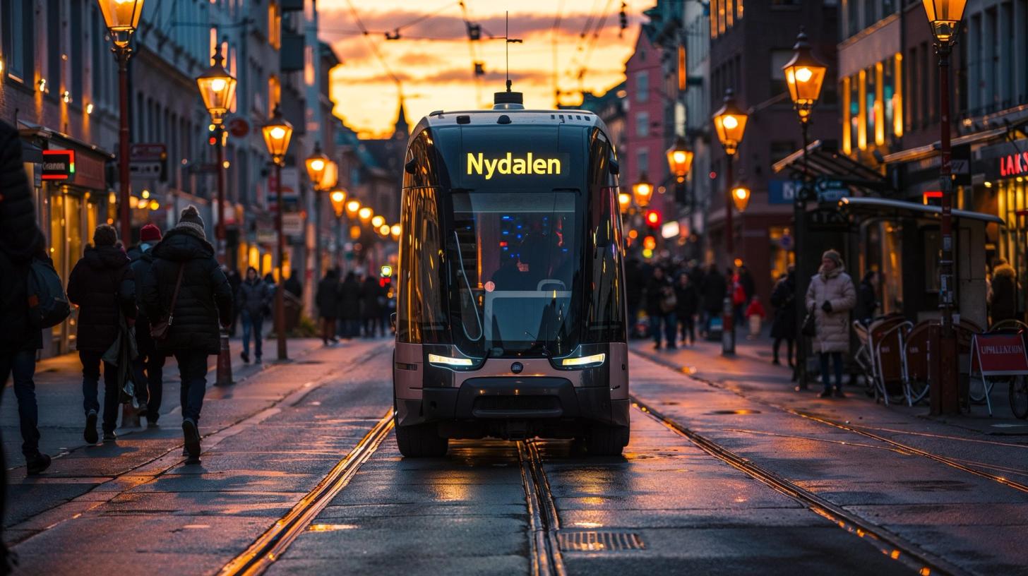 Illustrasjon av buss på vei til Nydalen