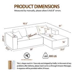 The L modular sectional in Cream White, left arm, view 8