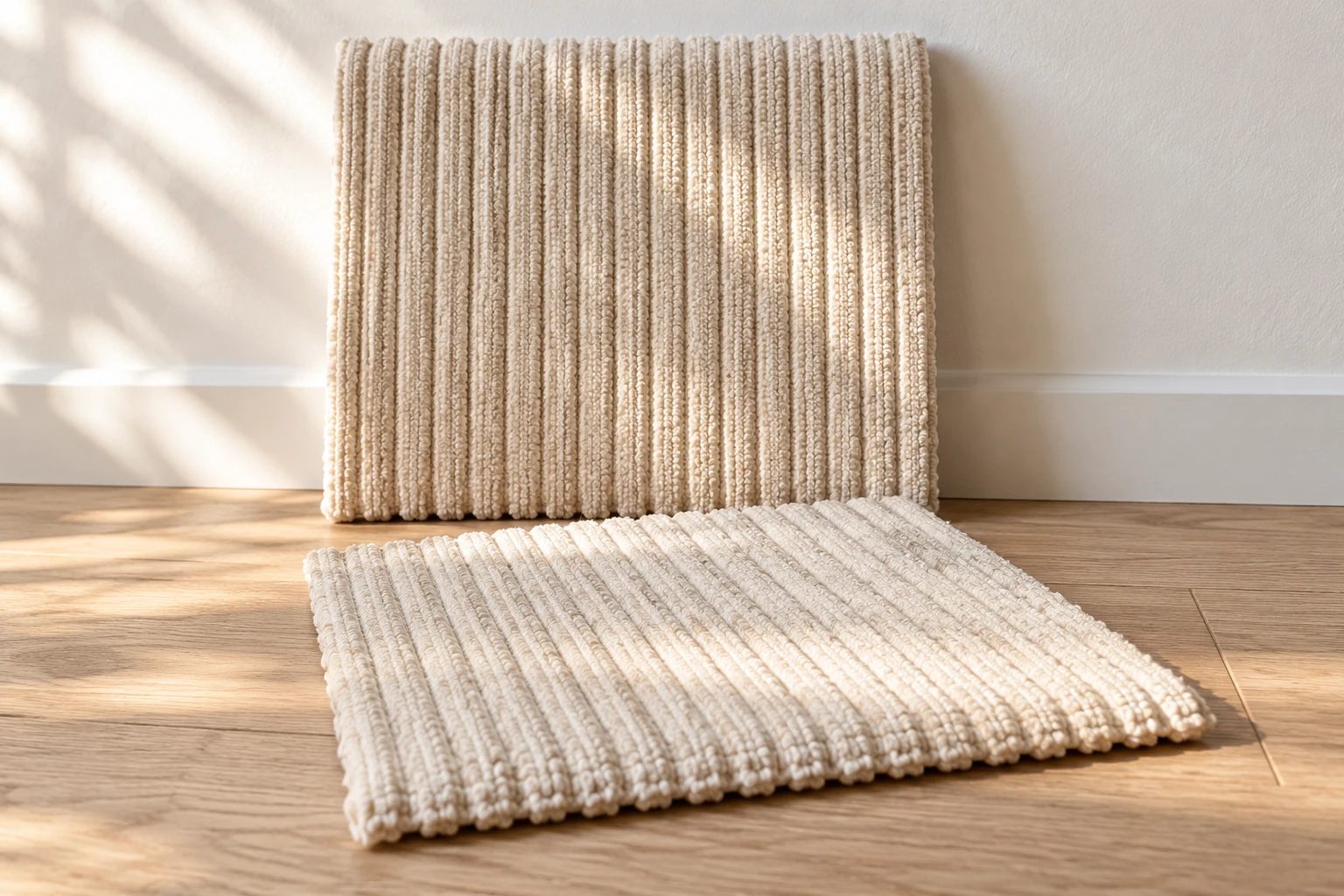 Check a sample upright as well as flat: the back and seat receive light differently.