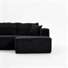 The U modular sectional in Jet Black, left arm, view 4