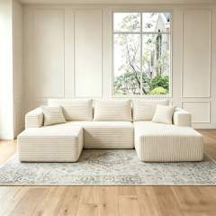 The U modular sectional in Cream White, left arm, view 1