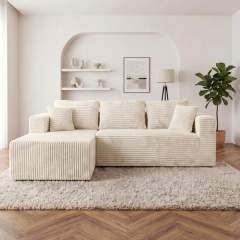 The L modular sectional in Cream White, right arm, view 2