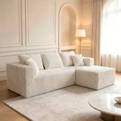 The L modular sectional in Cream White, left arm, view 2