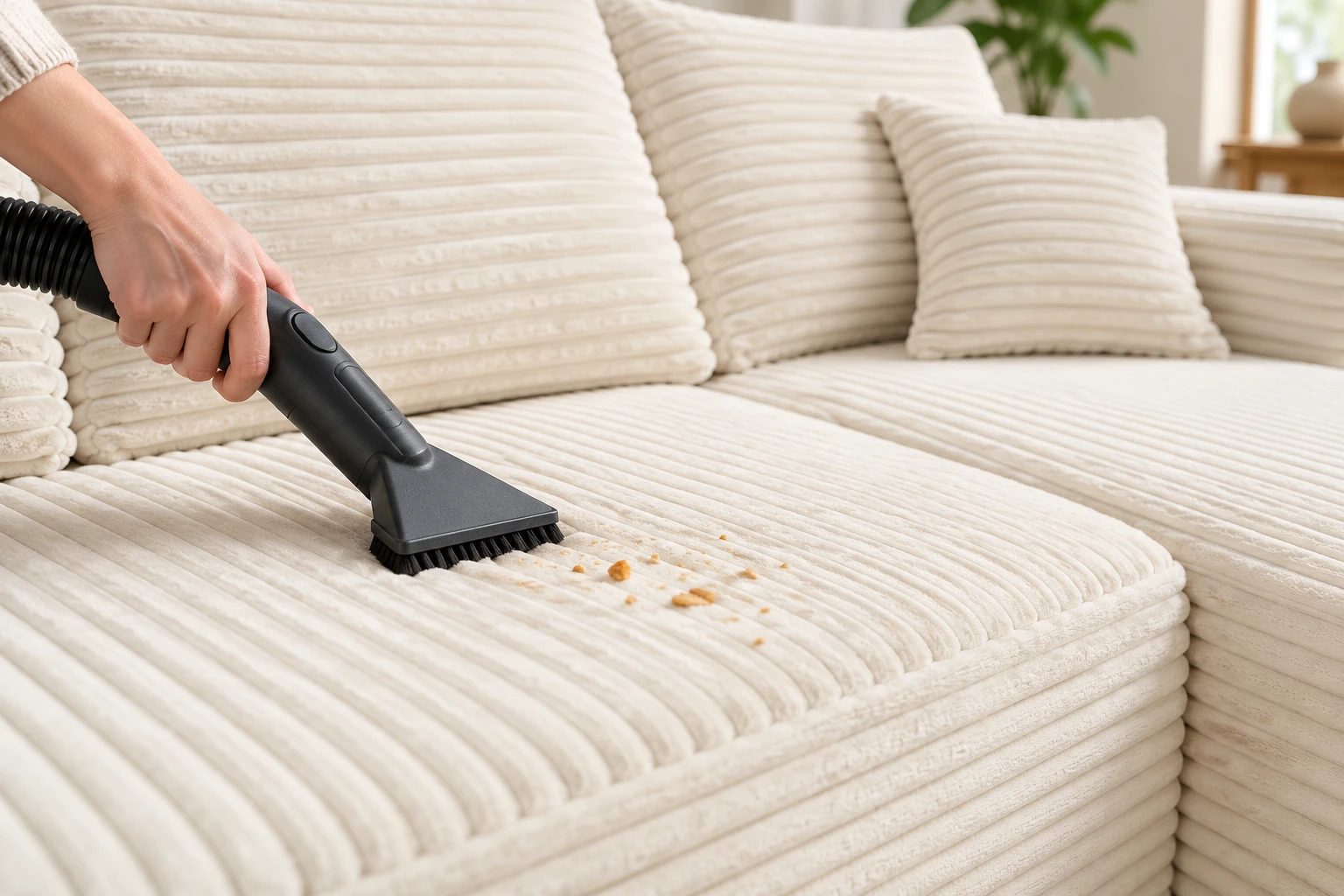 Follow each panel’s channels with light suction; pressing harder is not the cleaning method.