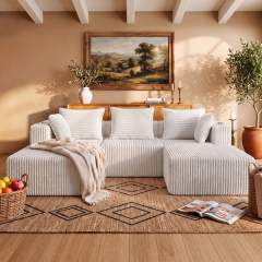 The Big UX 100.4″ Symmetric Compressed Modular Sofa in Cream White — main product view