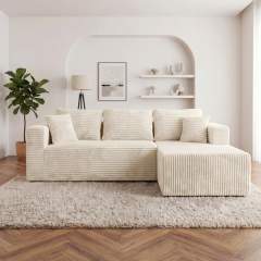 The L modular sectional in Cream White, left arm, view 3