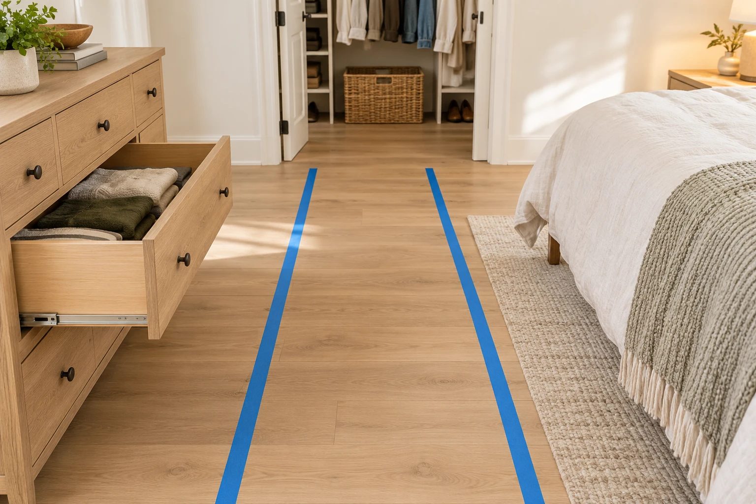 Check the route with the drawer open, not with every piece of furniture shut.