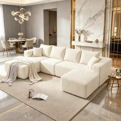 The Big U 118.5″ Compressed Modular Sofa, Right Chaise in Cream White — product detail 2