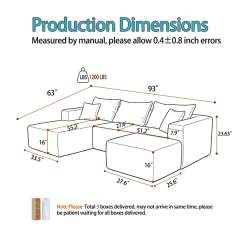The U modular sectional in Jet Black, left arm, view 6