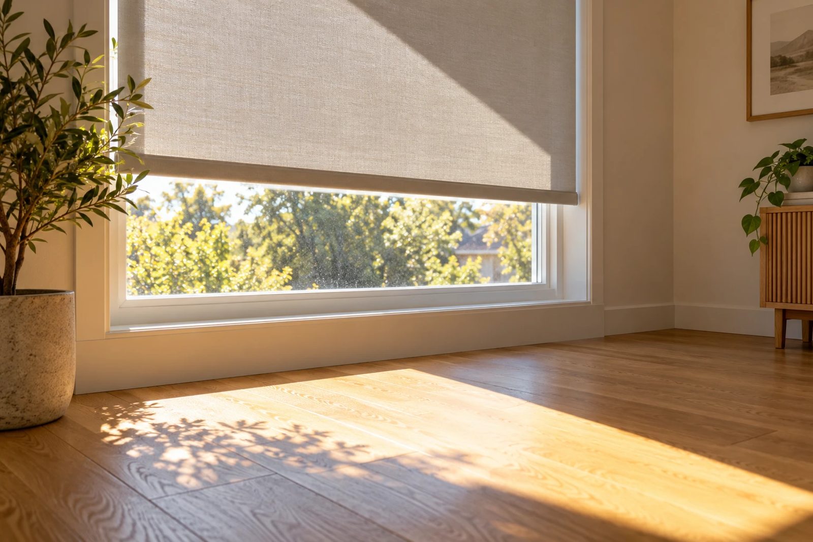 Adjust the shade for the direct beam rather than darkening the whole room.