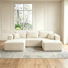 The U 93″ Compressed Modular Sofa, Right Chaise in Cream White — product detail 2