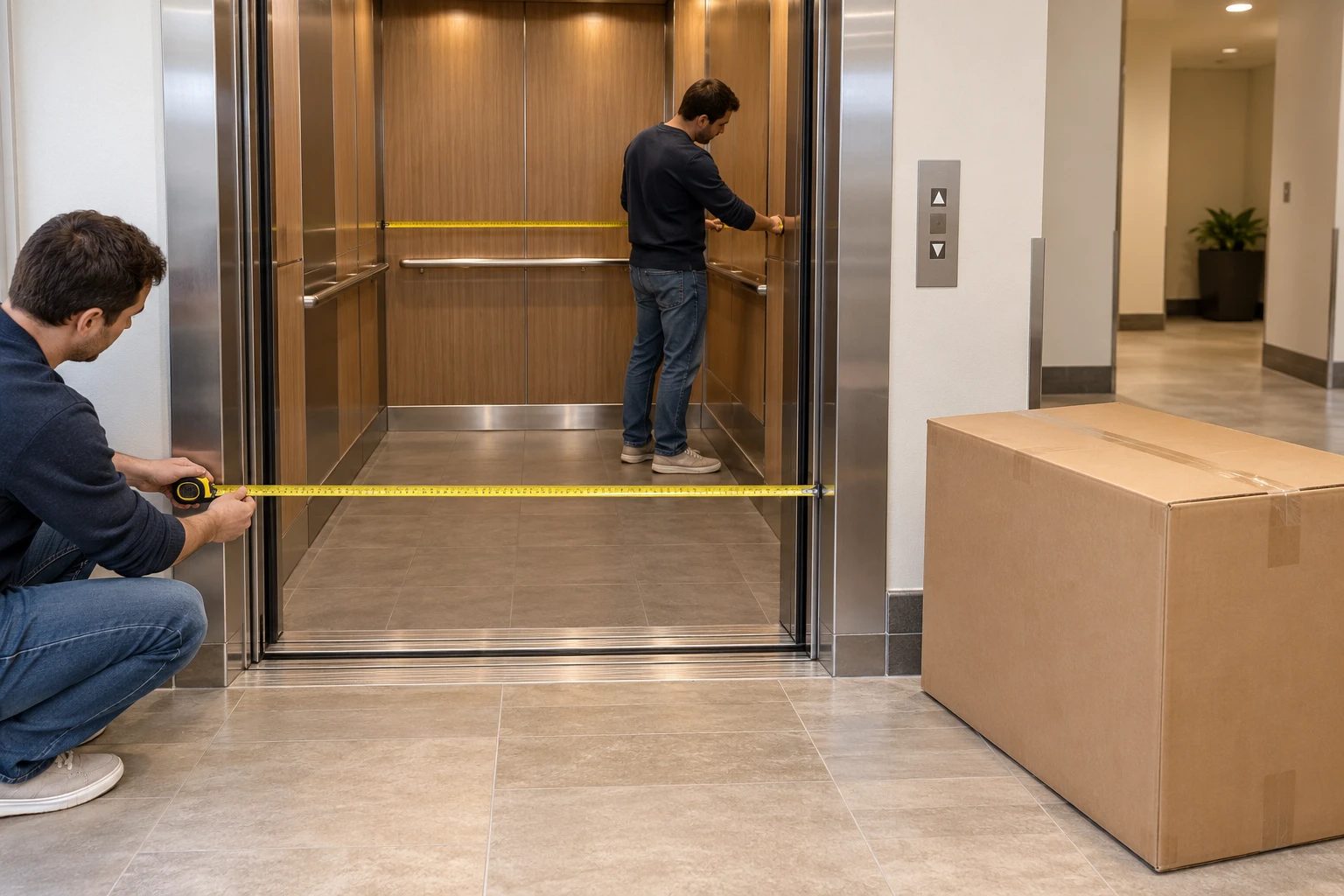 Measure the entrance, usable cabin and lobby approach separately.
