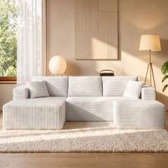 The U 93″ Compressed Modular Sofa, Left Chaise in Cream White — product detail 3
