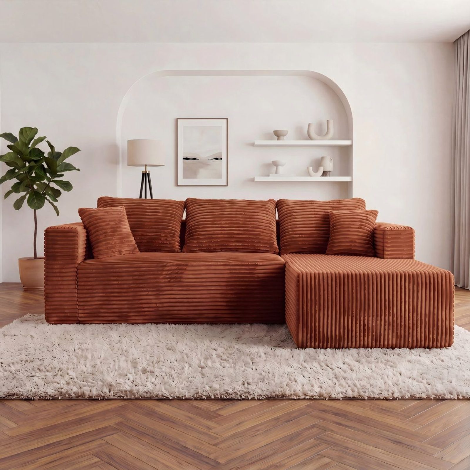 Caramel Ultione The L compressed sofa with wide-wale corduroy upholstery