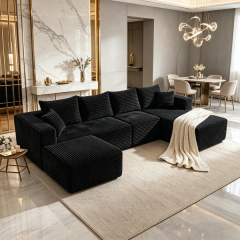 The Big U 118.5″ Compressed Modular Sofa, Left Chaise in Jet Black — product detail 2