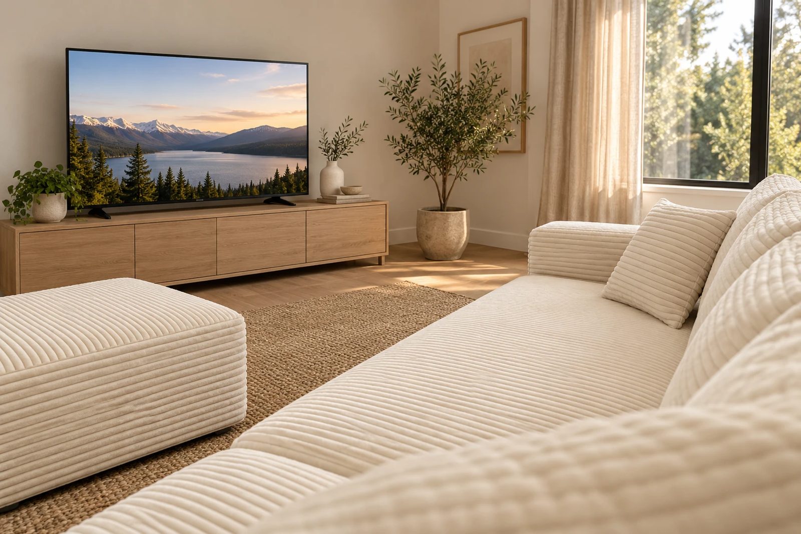 Judge the screen from the seat your household will actually use.