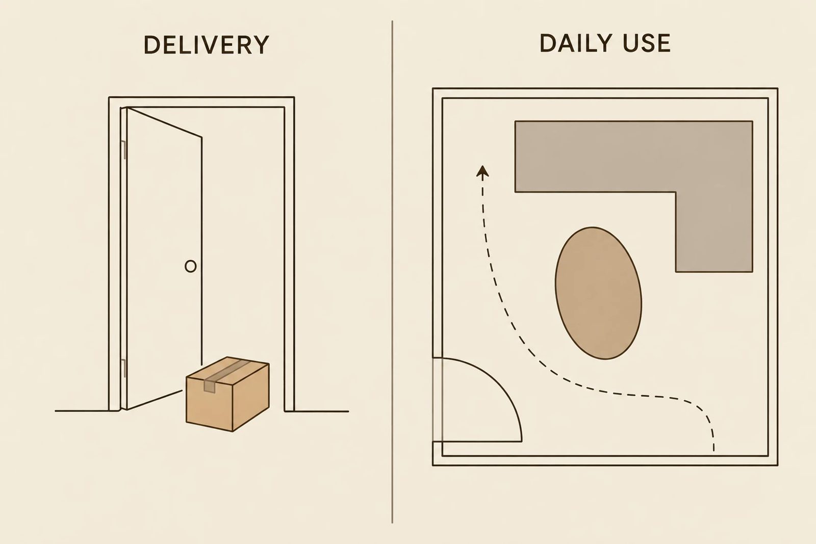 Check the delivery route and finished floor space as two different requirements.