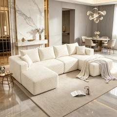 The Big U 118.5″ Compressed Modular Sofa, Left Chaise in Cream White — main product view