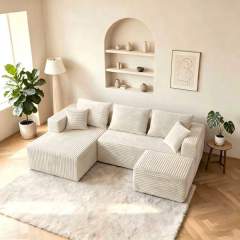 The U 93″ Compressed Modular Sofa, Right Chaise in Cream White — main product view