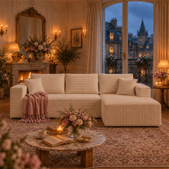 ULTIONE The L compressed sofa in Cream White, left arm, front room view