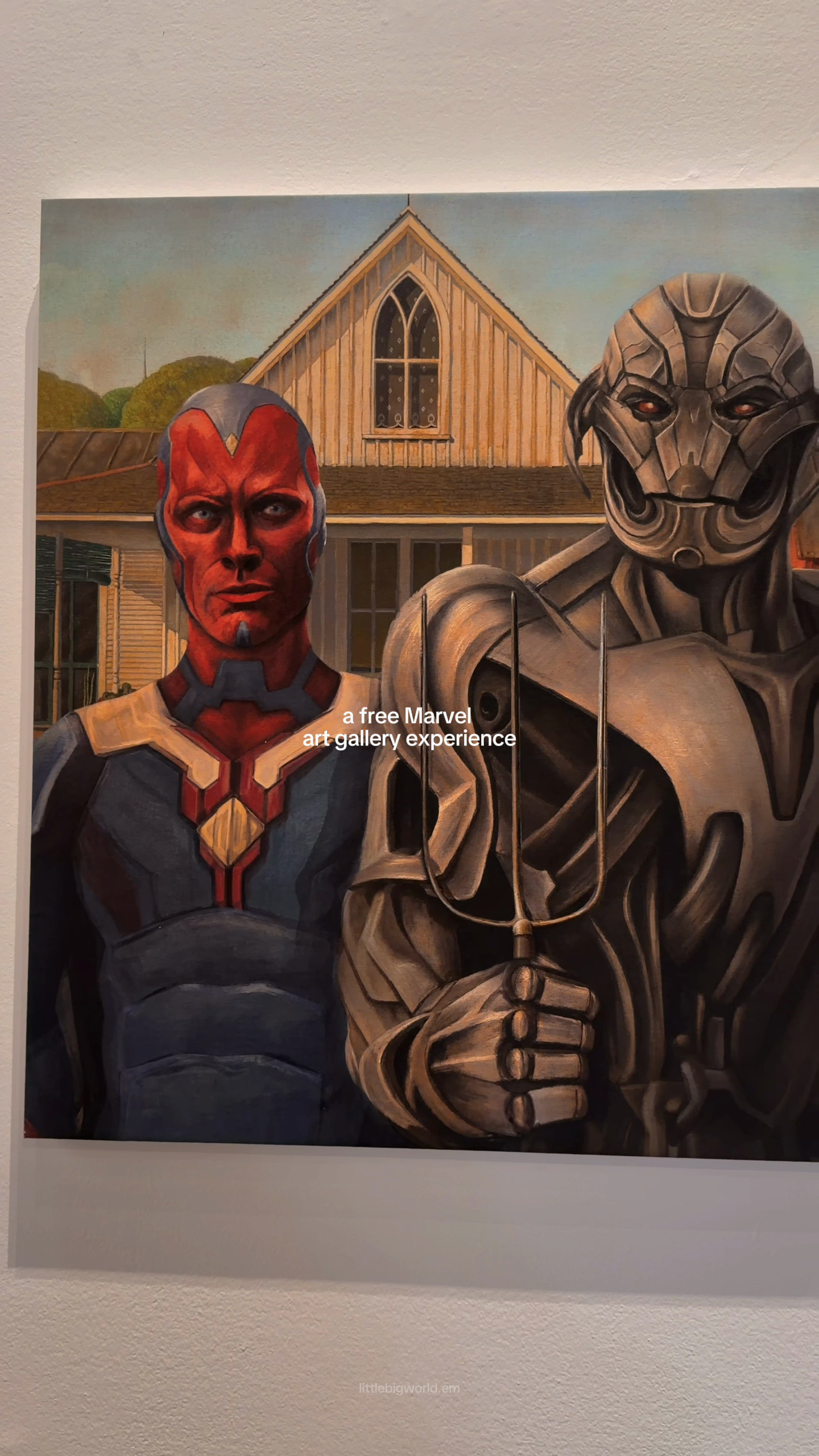 Art and display lighting in a Marvel-themed gallery.