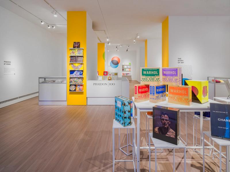 Installation view of “100 Years of Creativity: A Century of Bookmaking at Phaidon” at Christie’s New York. (Courtesy Phaidon)